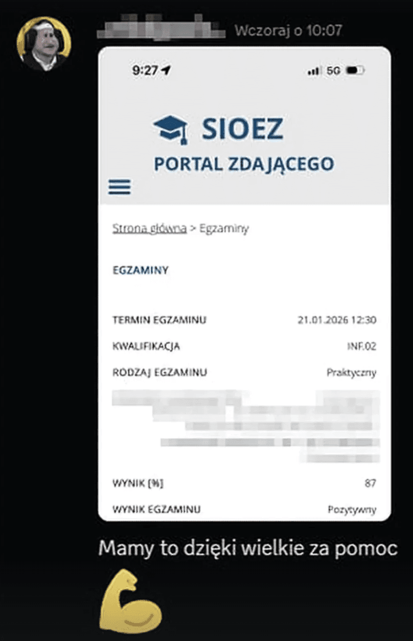 Wiadomość od ucznia 16