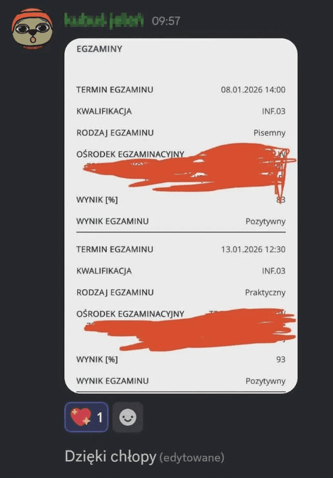 Wiadomość od ucznia 5